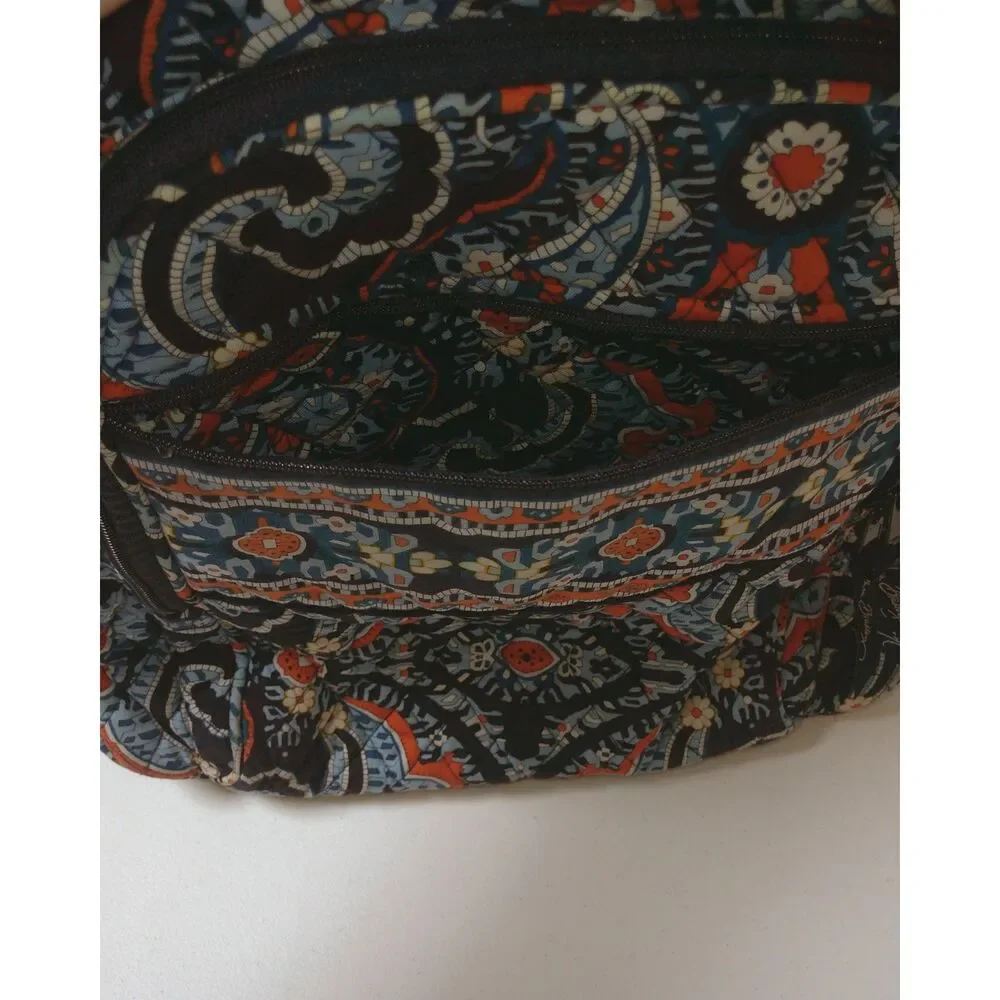 Vera Bradley Marrakesh Quilted Cotton Backpack School Travel Blue Orange